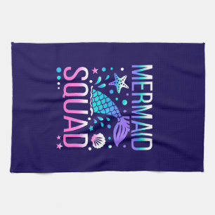 Happy Birthday Mermaid Squad Ocean Party Design Kitchen Towel