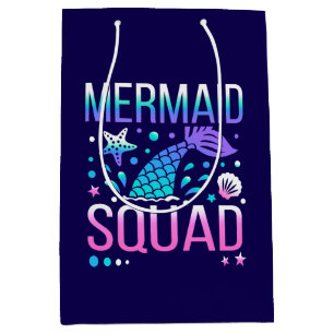Happy Birthday Mermaid Squad Ocean Party Design Medium Gift Bag