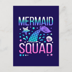 Happy Birthday Mermaid Squad Ocean Party Design Postcard