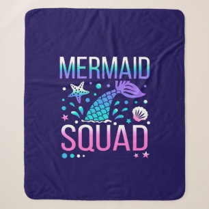 Happy Birthday Mermaid Squad Ocean Party Design Sherpa Blanket
