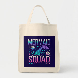 Happy Birthday Mermaid Squad Ocean Party Design Tote Bag