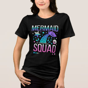 Happy Birthday Mermaid Squad Ocean Party Design Tri-Blend Shirt