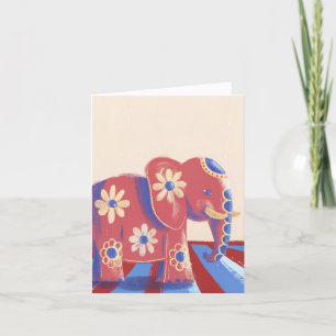 Happy birthday message floral elephant foldet card