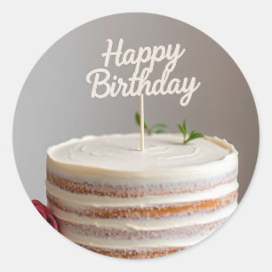 happy birthday minimal cake sticker