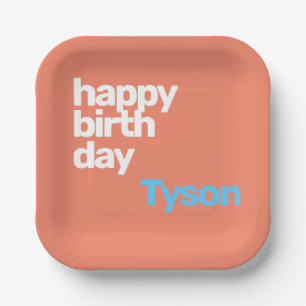 happy birthday minimal pink modern party paper plate
