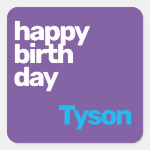 happy birthday minimal purple modern party  square sticker