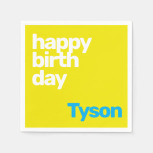 happy Birthday minimal simple modern yellow  Napkin