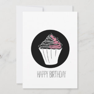 Happy Birthday Minimalist Cupcake Doodle Card