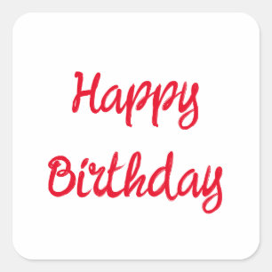 Happy Birthday Minimalist Red Trendy Custom Colour Square Sticker