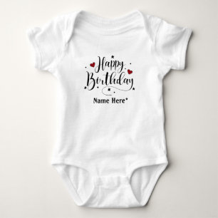 Happy Birthday  Minimalist Typography Calligraphy  Baby Bodysuit