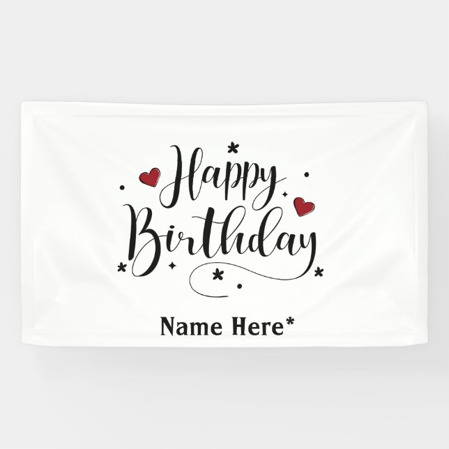 Happy Birthday  Minimalist Typography Calligraphy  Banner (Horizontal)