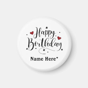 Happy Birthday  Minimalist Typography Calligraphy  Magnet