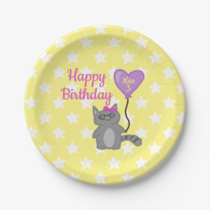 Happy Birthday Miss 3 Yellow Paper Plate