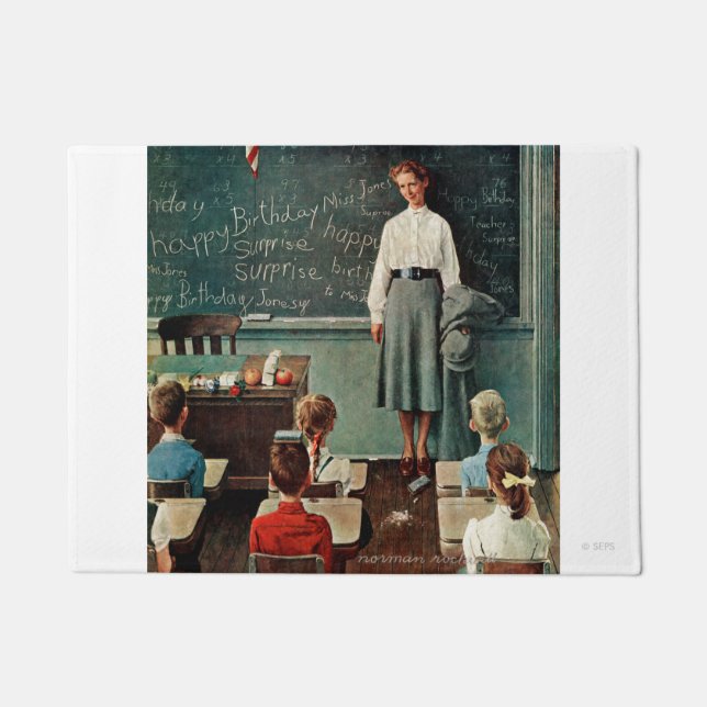 Happy Birthday, Miss Jones by Norman Rockwell Doormat (Front)