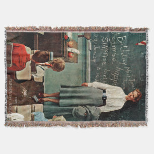 Happy Birthday, Miss Jones by Norman Rockwell Throw Blanket