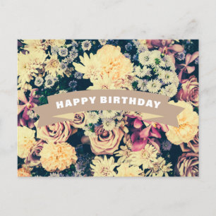 Happy Birthday Mixed Flowers  Postcard