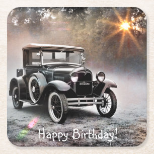 Happy Birthday Model A Car Coasters