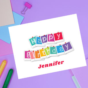 Happy Birthday Modern and Colourful Postcard