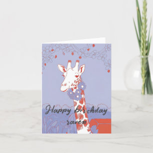 Happy birthday modern giraffe foldet card