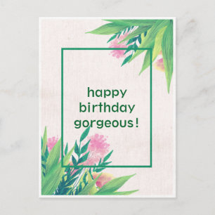 Happy birthday modern gorgeous nature plant postcard