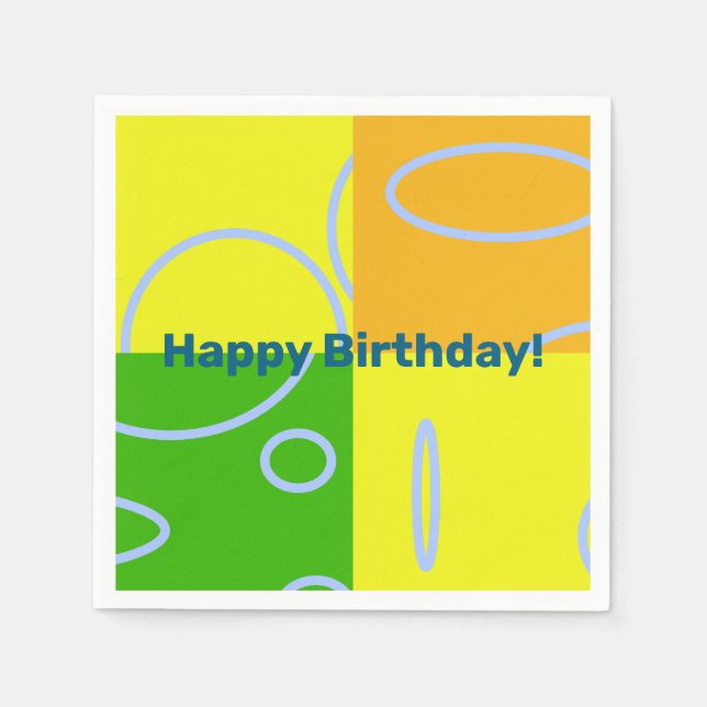 Happy Birthday Modern Napkin (Front)