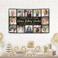 Happy Birthday Modern Photo Collage Black and Gold