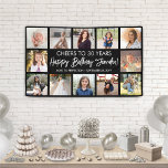 Happy Birthday Modern Photo Collage Black & White Banner<br><div class="desc">Add a stylish personalized Happy Birthday wish to party decorations with a modern 12 photo collage banner. The pictures and all wording on this template are simple to customize. The colours and font styles are easy to change with the Zazzle Design Editor tool. The black and white design features trendy...</div>