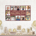 Happy Birthday Modern Photo Collage Burgundy Gold Banner<br><div class="desc">Add a stylish personalized Happy Birthday wish to party decorations with a modern 12 photo collage banner. The pictures and all wording on this template are simple to customize. The colours and font styles are easy to change with the Zazzle Design Editor tool. The burgundy and gold design features a...</div>