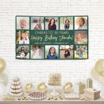 Happy Birthday Modern Photo Collage Green and Gold Banner<br><div class="desc">Add a stylish personalized Happy Birthday wish to party decorations with a modern 12 photo collage banner. The pictures and all wording on this template are simple to customize. The colours and font styles are easy to change with the Zazzle Design Editor tool. The green and gold design features trendy...</div>