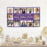 Happy Birthday Modern Photo Collage Purple & Gold Banner<br><div class="desc">Add a stylish personalized Happy Birthday wish to party decorations with a modern 12 photo collage banner. The pictures and all wording on this template are simple to customize. The colours and font styles are easy to change with the Zazzle Design Editor tool. The purple and gold design features trendy...</div>