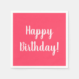 Happy Birthday Modern Pink Birthday Party Napkin