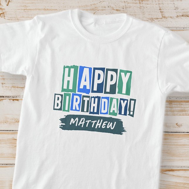 Happy Birthday Modern Playful Fun Simple Greeting T-Shirt (Creator Uploaded)