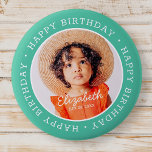 Happy Birthday Modern Preppy Custom Photo 2 Inch Round Button<br><div class="desc">This simple and modern design is composed of serif typography and add a custom photo."Happy Birthday" encircles the custom photo.</div>