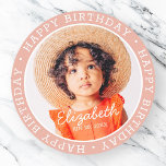 Happy Birthday Modern Preppy Custom Photo  Classic Round Sticker<br><div class="desc">This simple and modern design is composed of serif typography and add a custom photo."Happy Birthday" encircles the custom photo.</div>