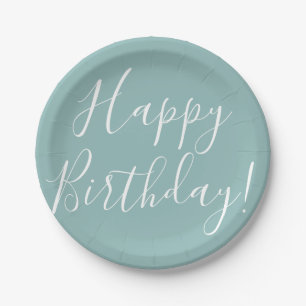 Happy Birthday! Modern Script Custom Paper Plate