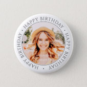 Happy Birthday Modern Simple Custom Photo 2 Inch Round Button (Front)