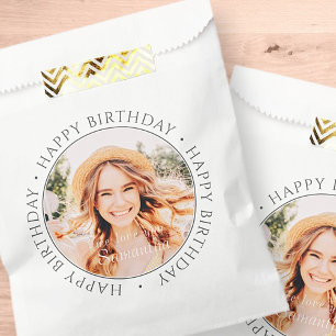 Happy Birthday Modern Simple Custom Photo Favour Bag