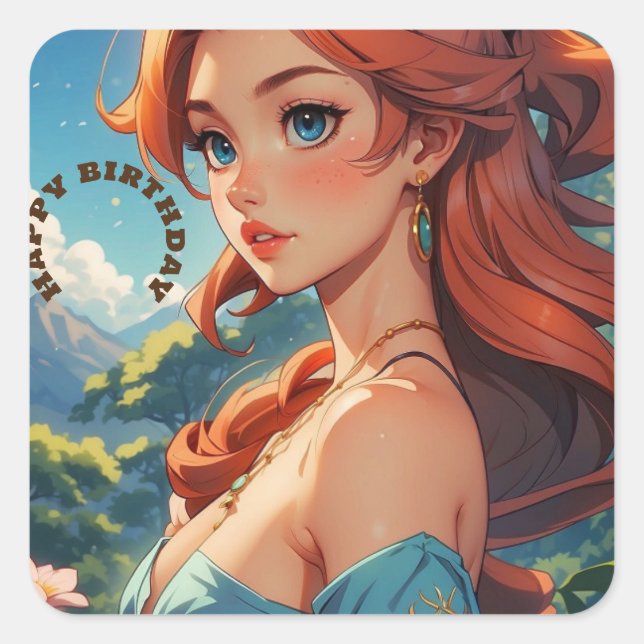  Happy Birthday Modern Simple  Square Sticker (Front)