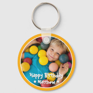 Happy Birthday Modern Simple Star Photo Keychain