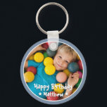 Happy Birthday Modern Simple Star Photo Keychain<br><div class="desc">This simple and modern design is composed of serif typography and add a custom photo.</div>