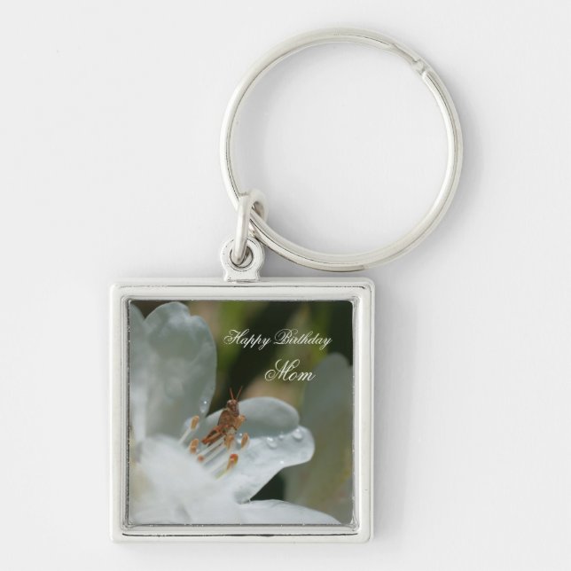 Happy Birthday Mom Azalea Flower Keychain (Front)