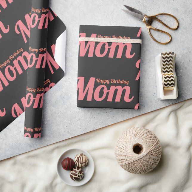 Happy Birthday Mom Blush Pink Wrapping Paper (Crafts)