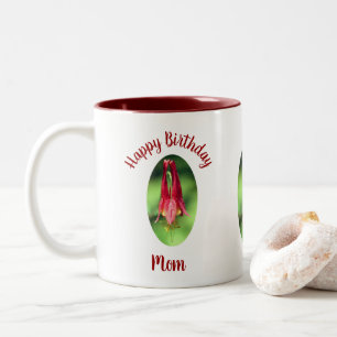 Happy Birthday Mom Columbine Flower  Two-Tone Coffee Mug