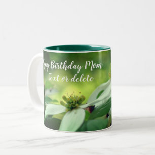 Happy Birthday Mom Dogwood Personalized Two-Tone Coffee Mug