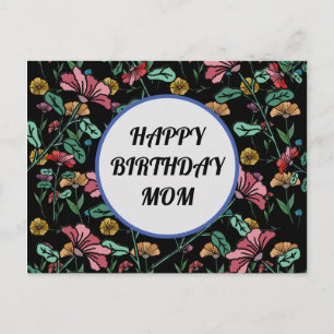 Happy birthday mom floral postcard