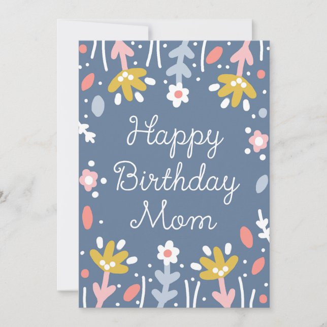 Happy Birthday Mom Floral Thank You Card (Front)