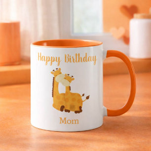 Happy Birthday Mom Giraffe and Baby Mug