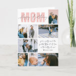Happy Birthday Mom | Modern 7 Photo Collage Card<br><div class="desc">Modern colours, fun typography overlays and room for seven photos with a personalized message. All colours and text can be personalized. Can be customized for any moniker - mama, grandma, nana, meema, abuelito, grammie, grammy, momma, mimi, nanny, memaw, nanie, yiayia etc.). Add your custom wording to this design by using...</div>