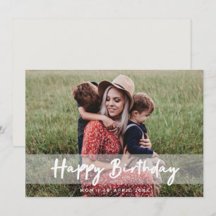 Happy Birthday Mom Modern Script Photo Card