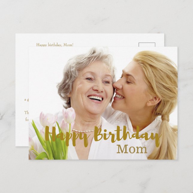 Happy Birthday Mom Photo  Card (Front/Back)